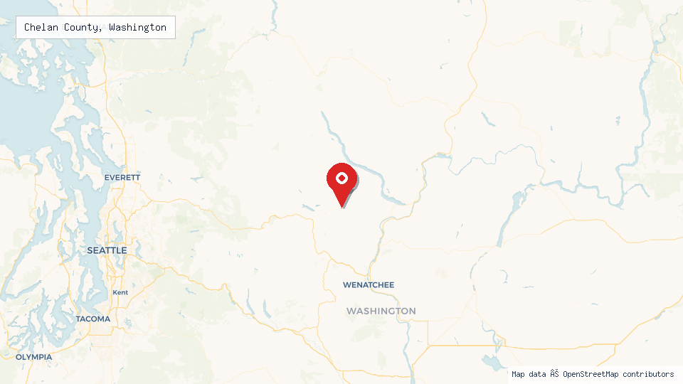Street map of Chelan County, Washington with location pin