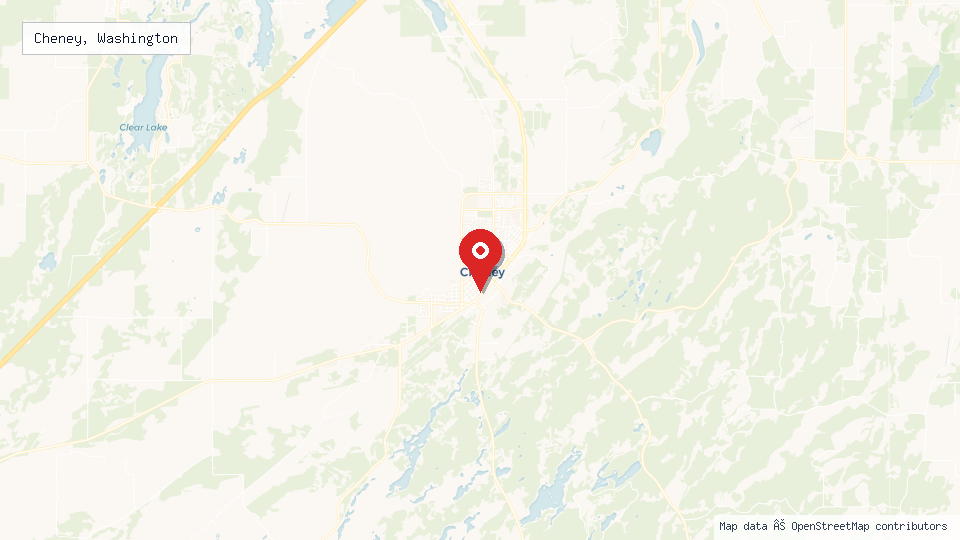 Street map of Cheney, Washington with location pin