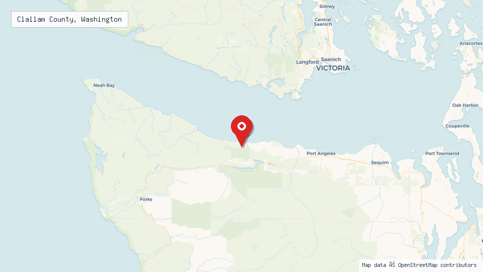 Street map of Clallam County, Washington with location pin