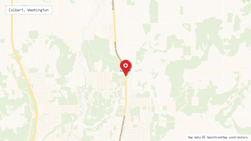 Street map of Colbert, Washington with location pin