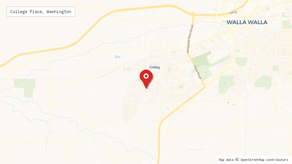Street map of College Place, Washington with location pin