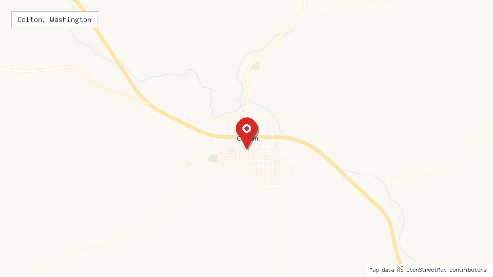 Street map of Colton, Washington with location pin