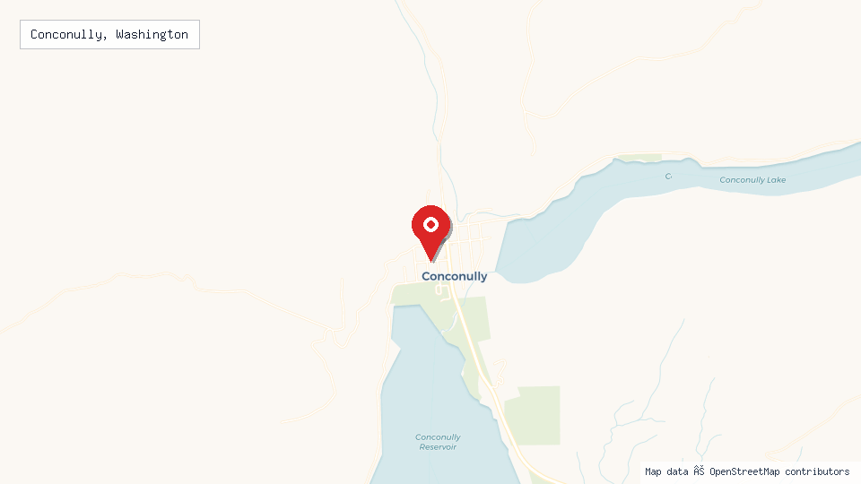 Street map of Conconully, Washington with location pin