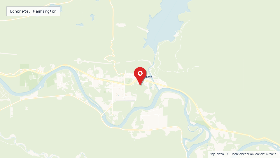 Street map of Concrete, Washington with location pin