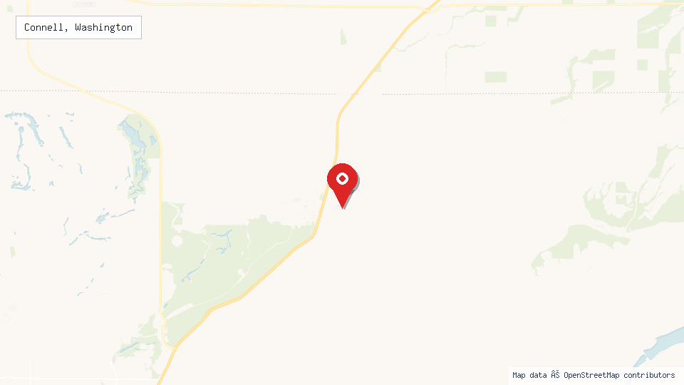 Street map of Connell, Washington with location pin