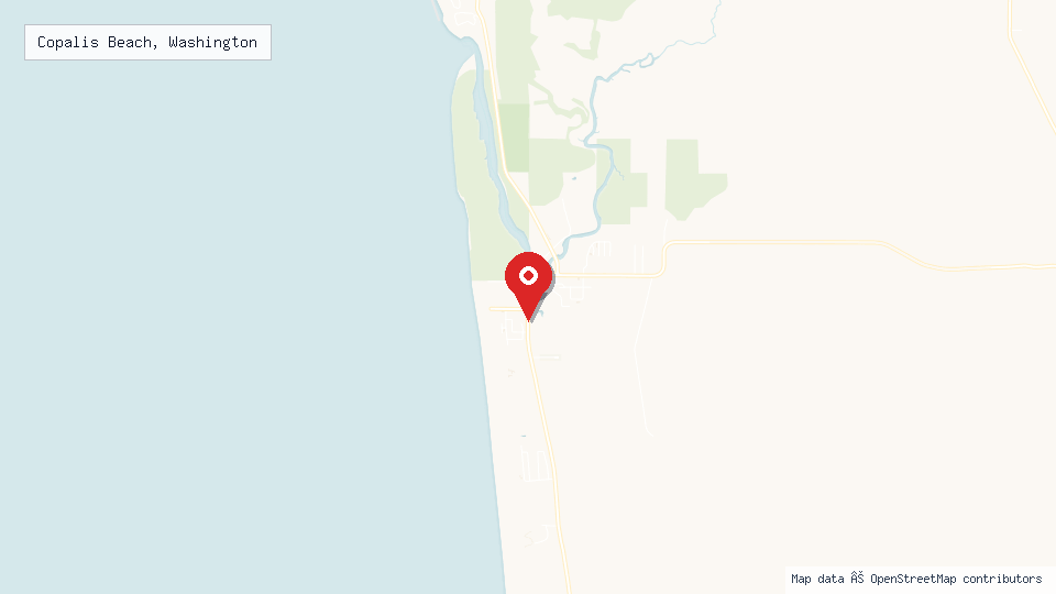 Street map of Copalis Beach, Washington with location pin