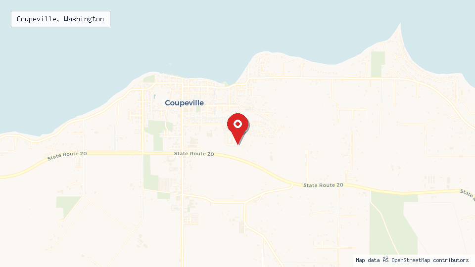 Street map of Coupeville, Washington with location pin