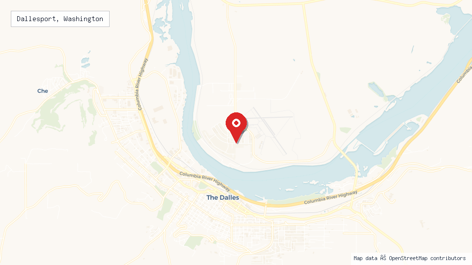 Street map of Dallesport, Washington with location pin