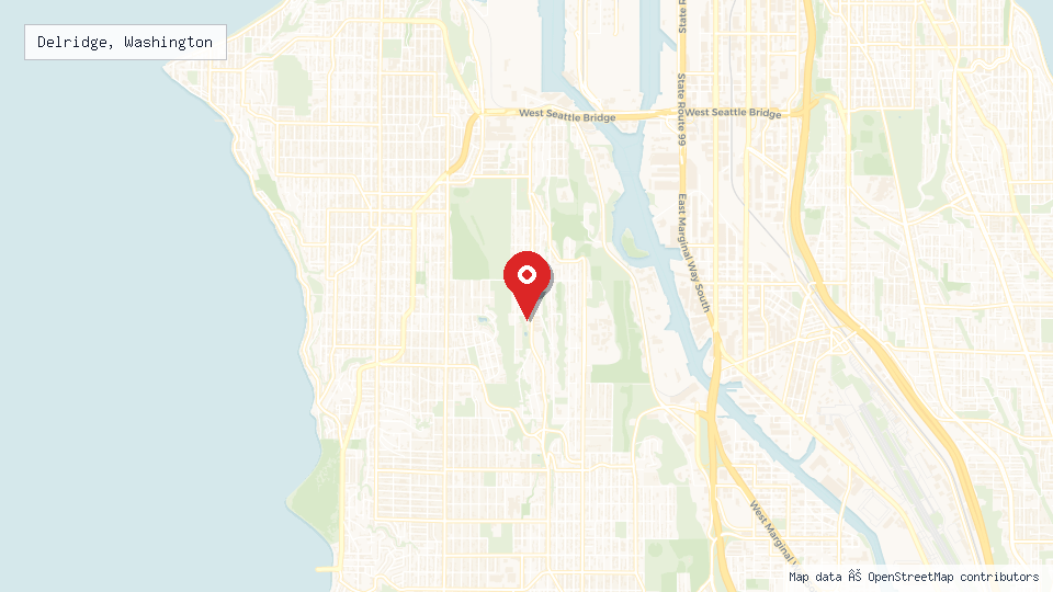 Street map of Delridge, Washington with location pin