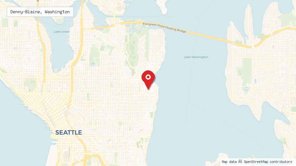 Street map of Denny-Blaine, Washington with location pin
