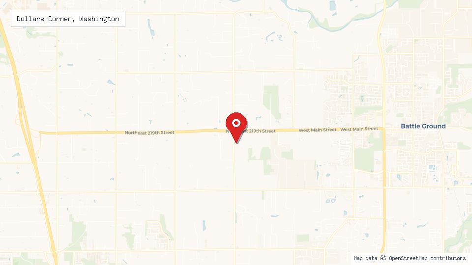 Street map of Dollars Corner, Washington with location pin
