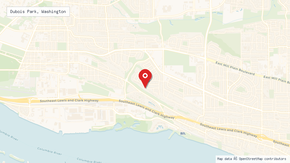 Street map of Dubois Park, Washington with location pin