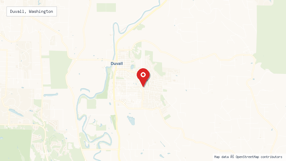 Street map of Duvall, Washington with location pin