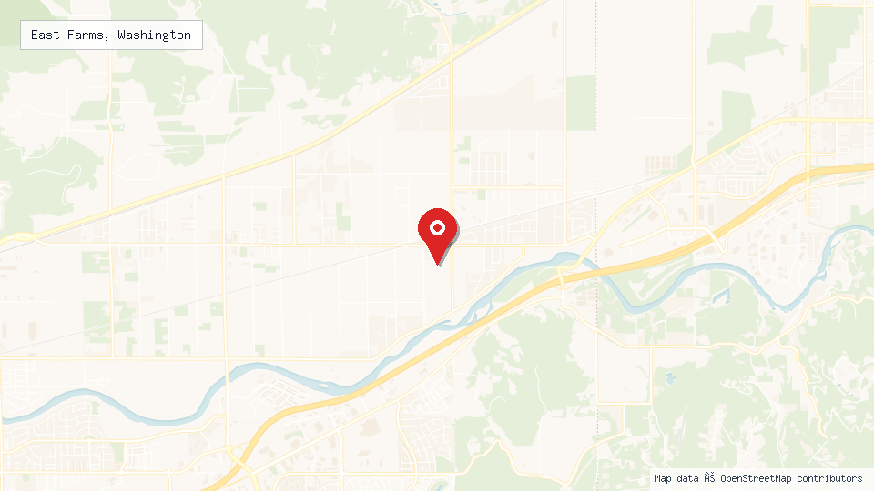 Street map of East Farms, Washington with location pin