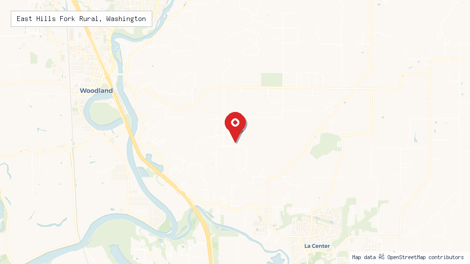 Street map of East Hills Fork Rural, Washington with location pin