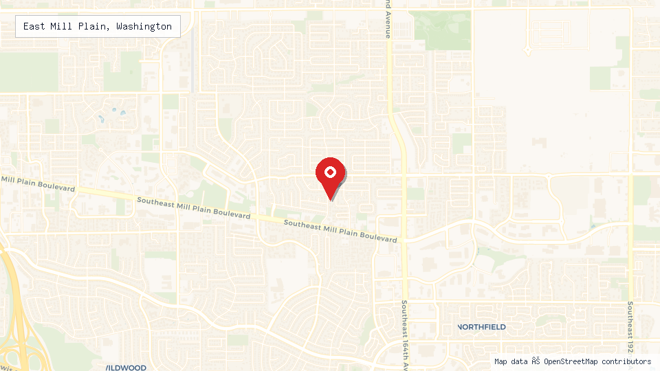 Street map of East Mill Plain, Washington with location pin