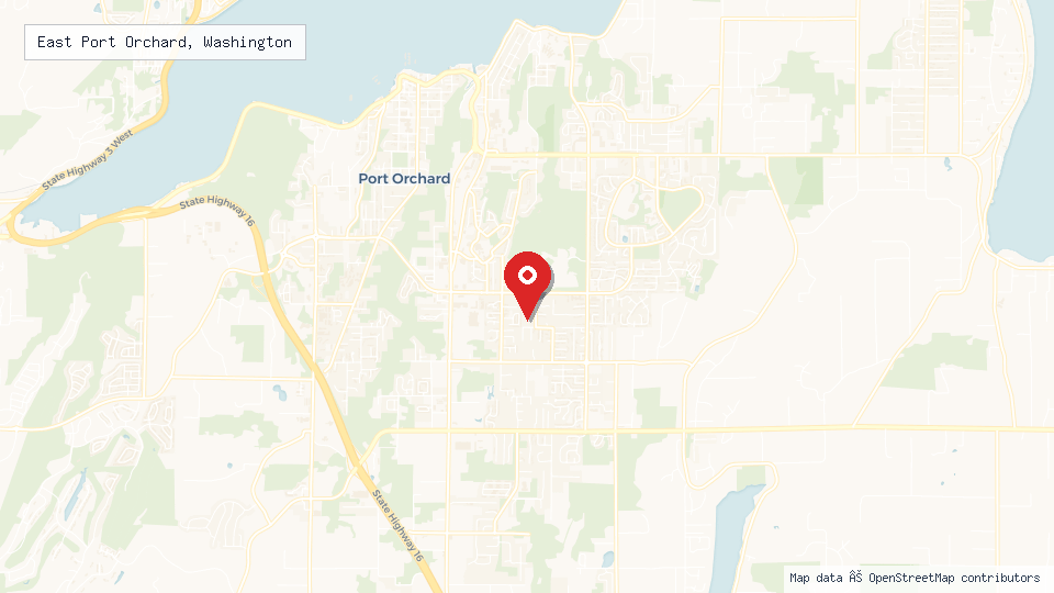 Street map of East Port Orchard, Washington with location pin
