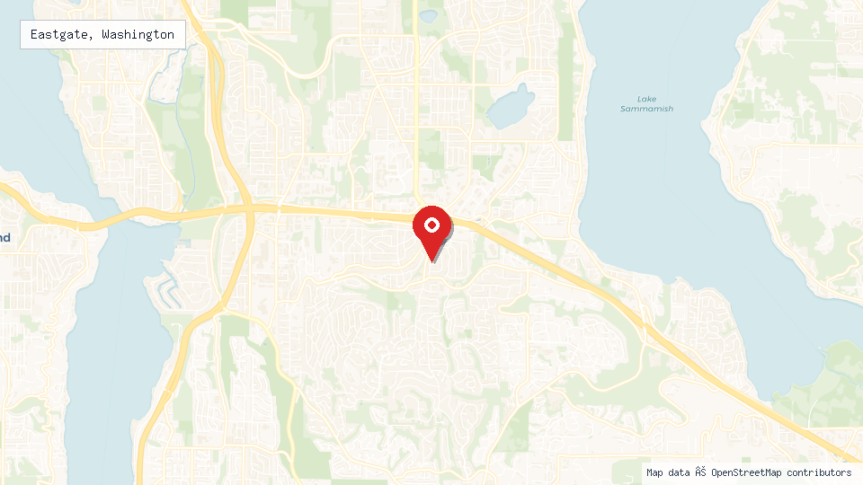 Street map of Eastgate, Washington with location pin