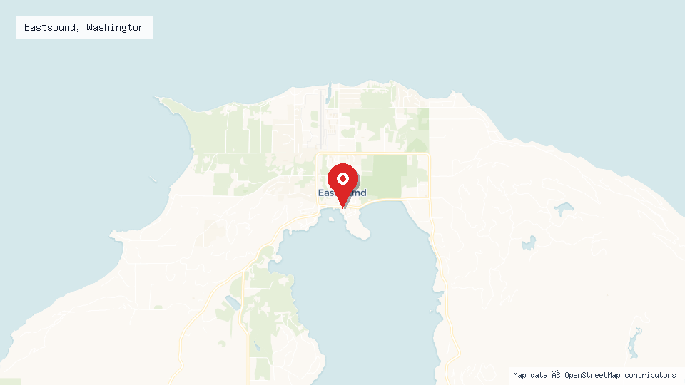 Street map of Eastsound, Washington with location pin
