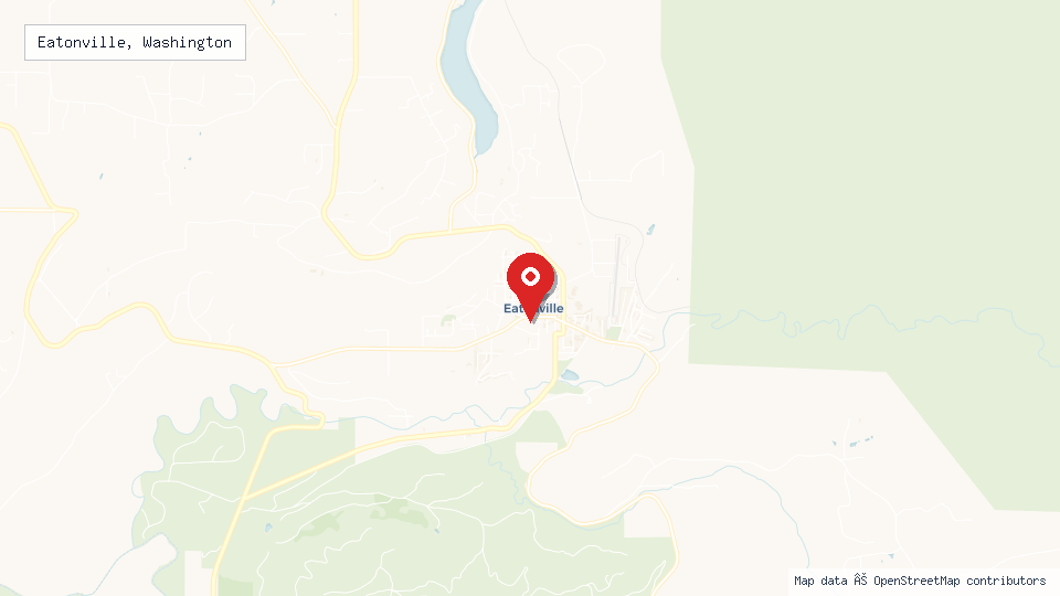 Street map of Eatonville, Washington with location pin