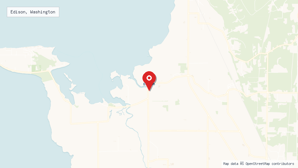 Street map of Edison, Washington with location pin