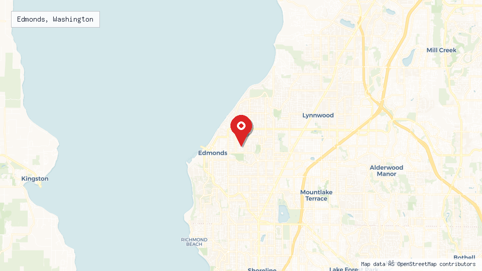 Street map of Edmonds, Washington with location pin