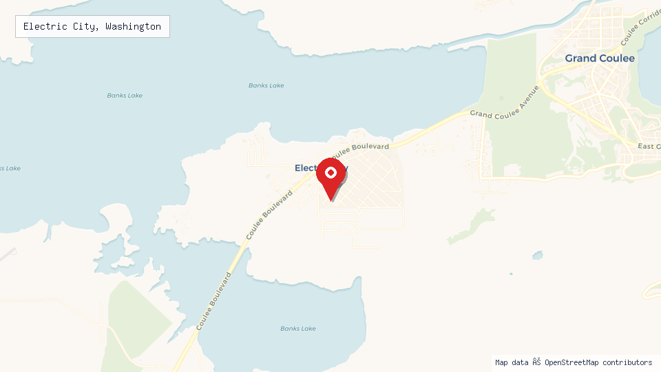 Street map of Electric City, Washington with location pin