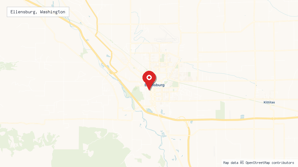 Street map of Ellensburg, Washington with location pin