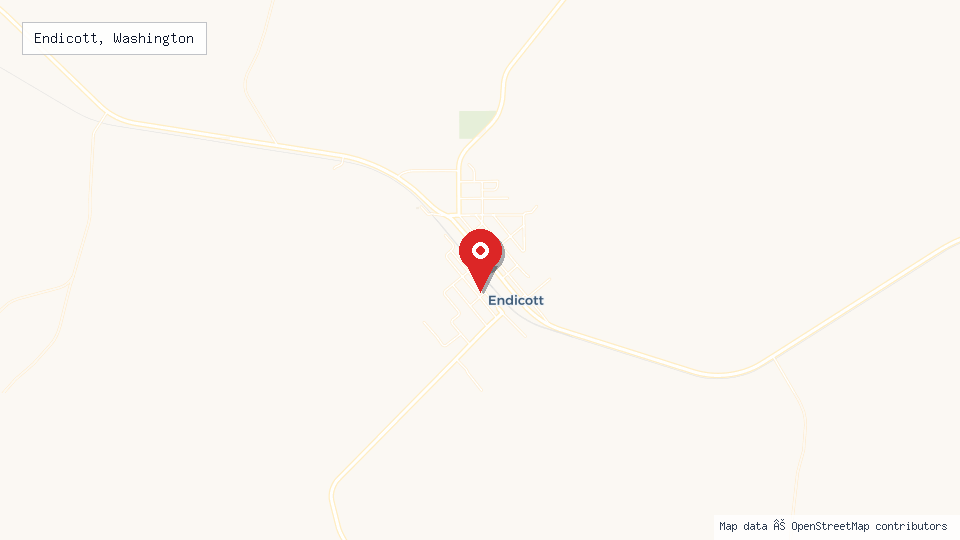 Street map of Endicott, Washington with location pin