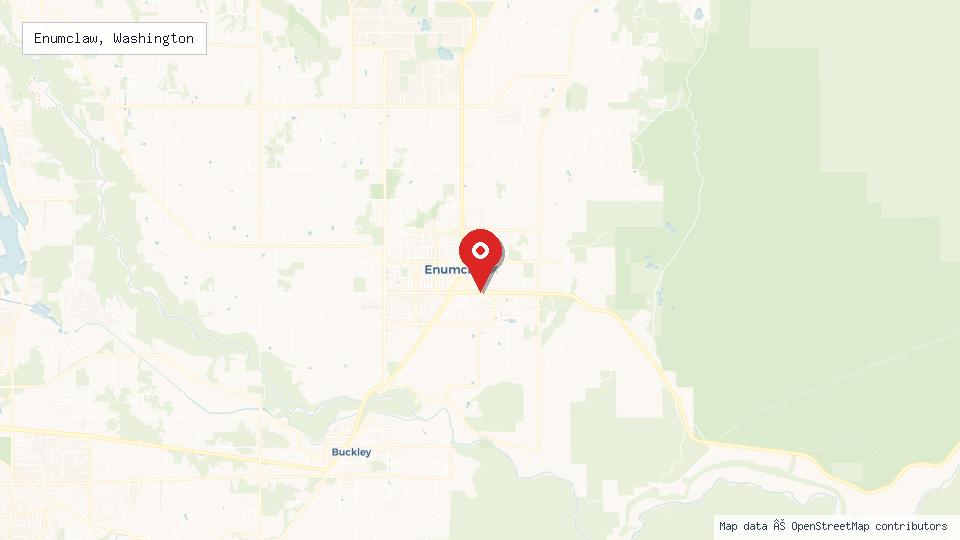 Street map of Enumclaw, Washington with location pin