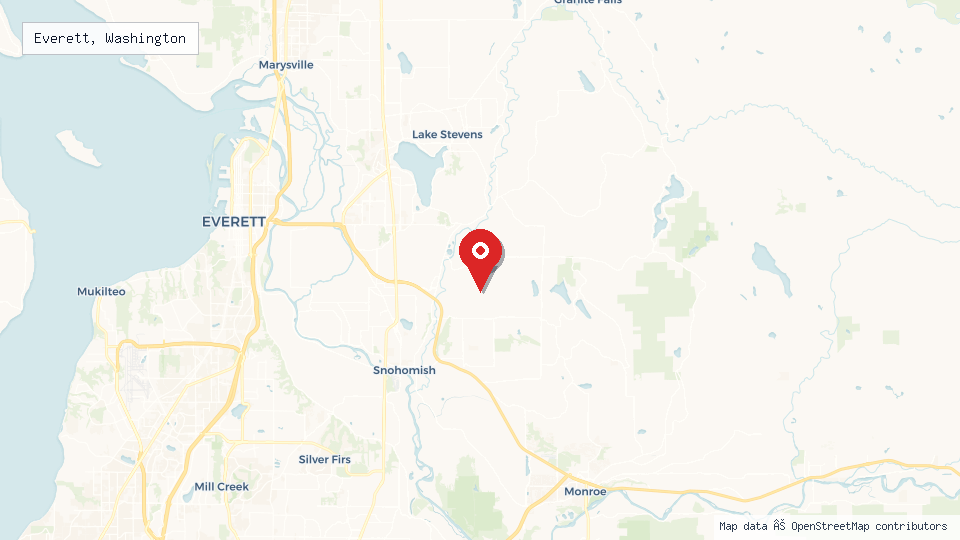Street map of Everett, Washington with location pin