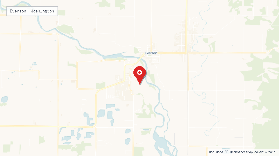 Street map of Everson, Washington with location pin