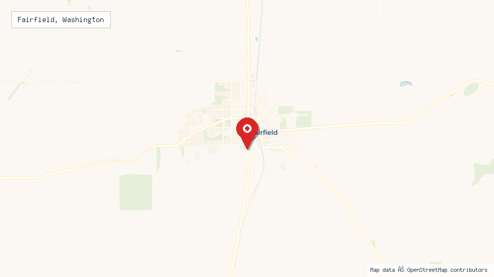 Street map of Fairfield, Washington with location pin