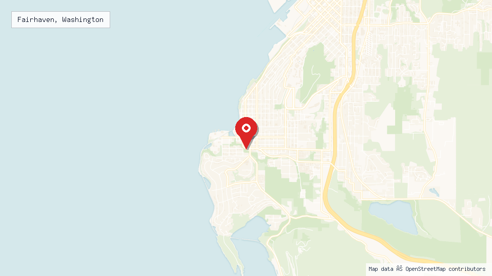 Street map of Fairhaven, Washington with location pin