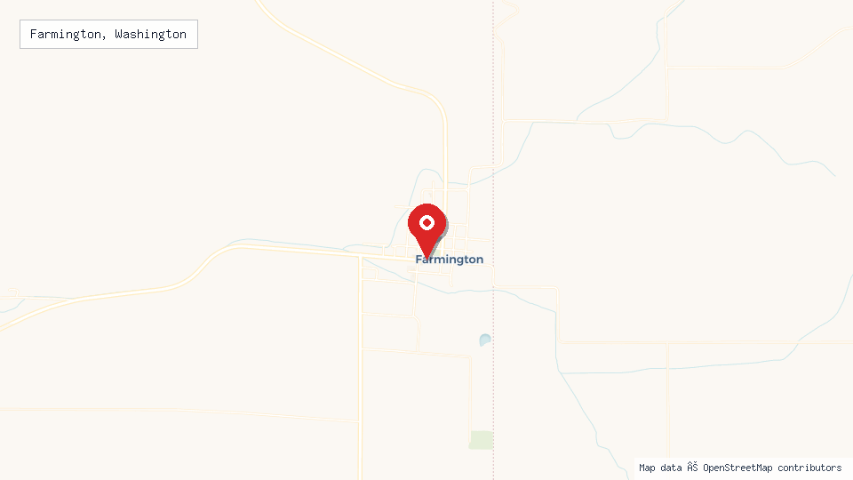 Street map of Farmington, Washington with location pin