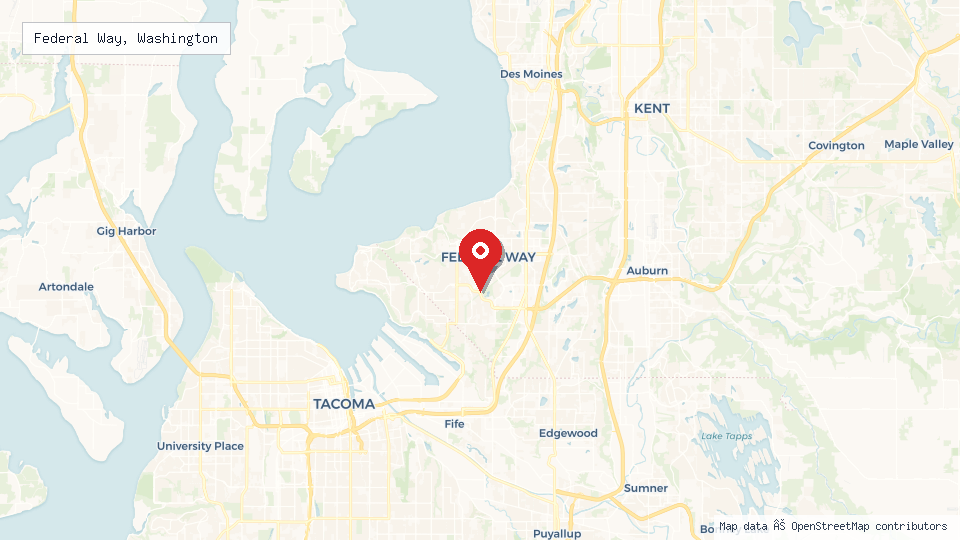 Street map of Federal Way, Washington with location pin