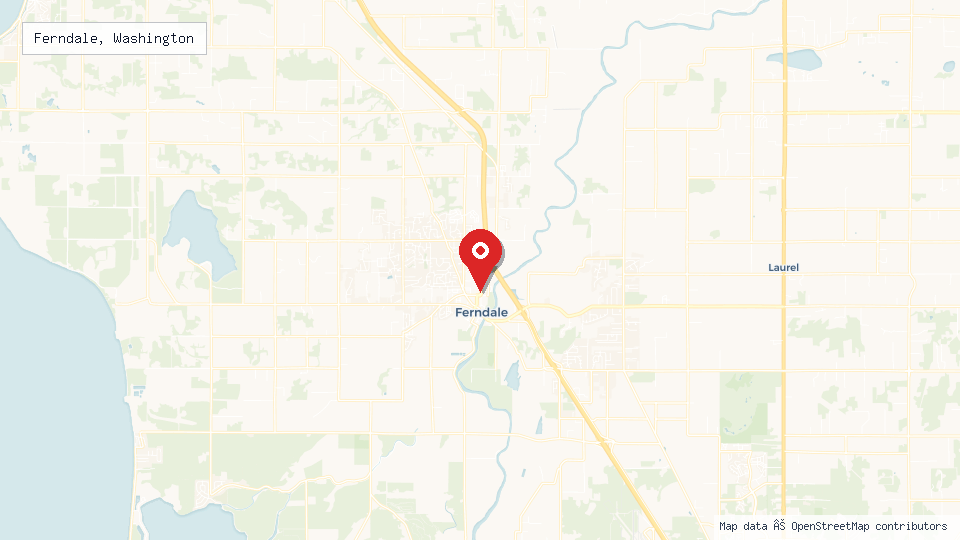 Street map of Ferndale, Washington with location pin