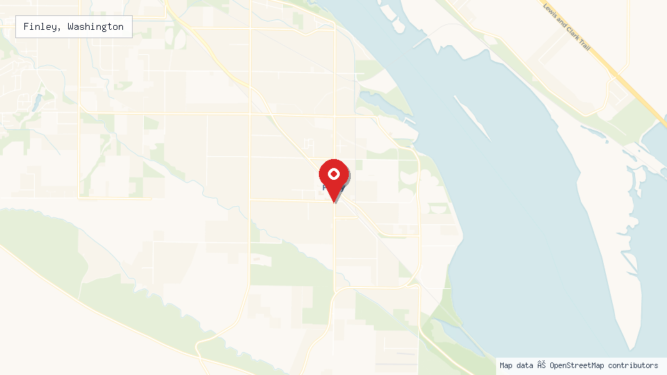 Street map of Finley, Washington with location pin