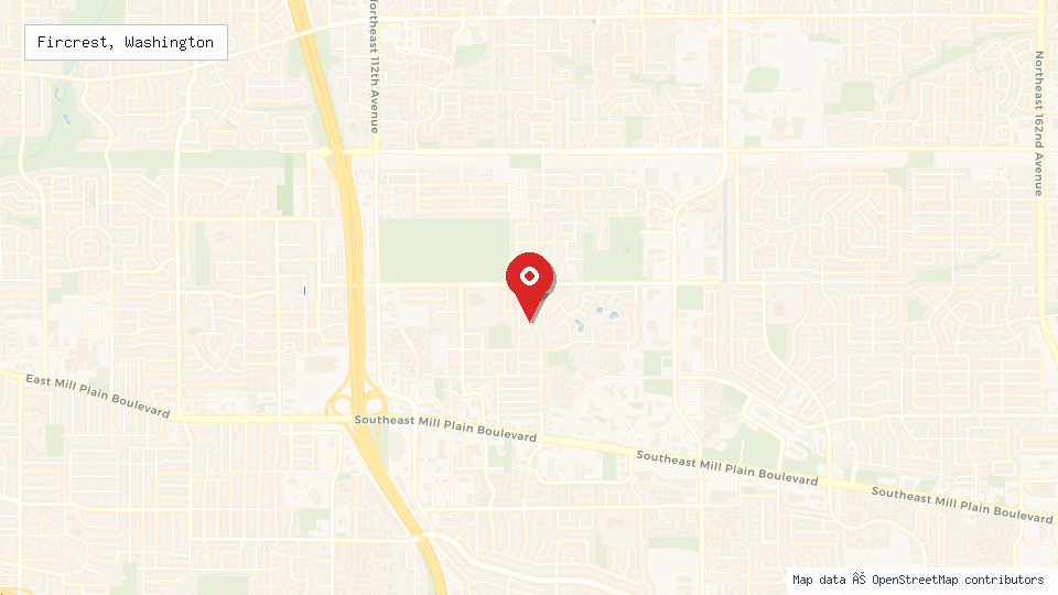 Street map of Fircrest, Washington with location pin