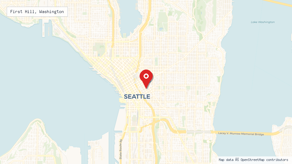 Street map of First Hill, Washington with location pin