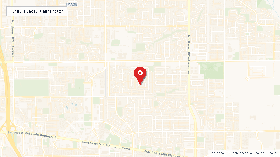 Street map of First Place, Washington with location pin