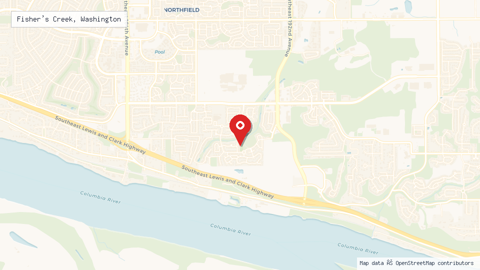 Street map of Fisher's Creek, Washington with location pin