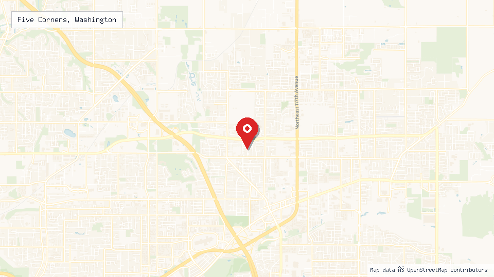 Street map of Five Corners, Washington with location pin