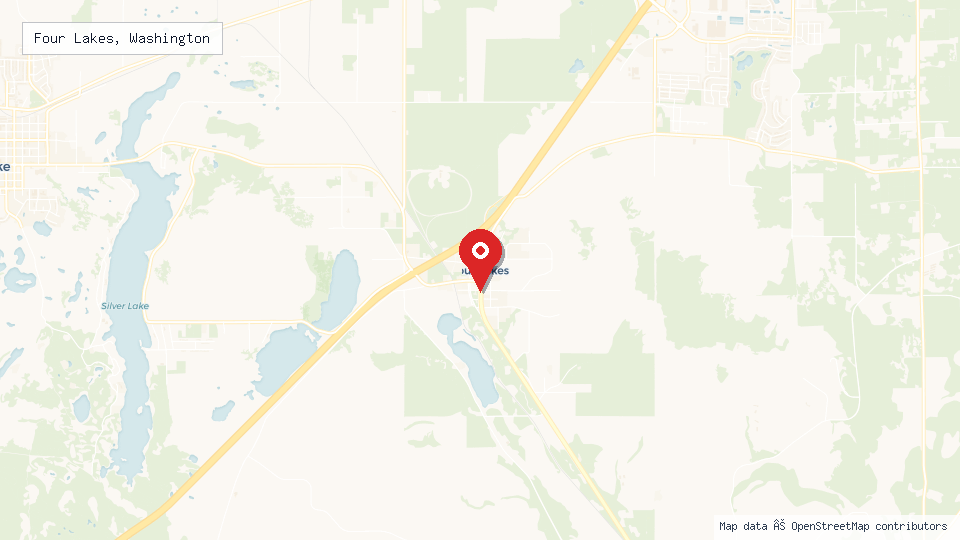 Street map of Four Lakes, Washington with location pin
