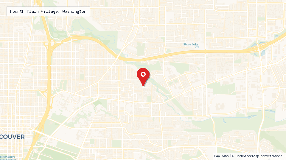 Street map of Fourth Plain Village, Washington with location pin