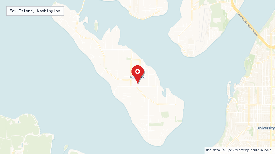 Street map of Fox Island, Washington with location pin