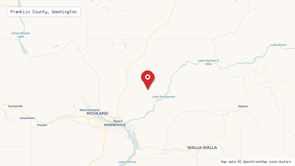 Street map of Franklin County, Washington with location pin