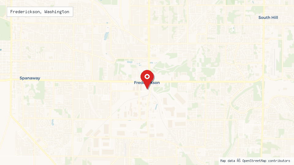 Street map of Frederickson, Washington with location pin