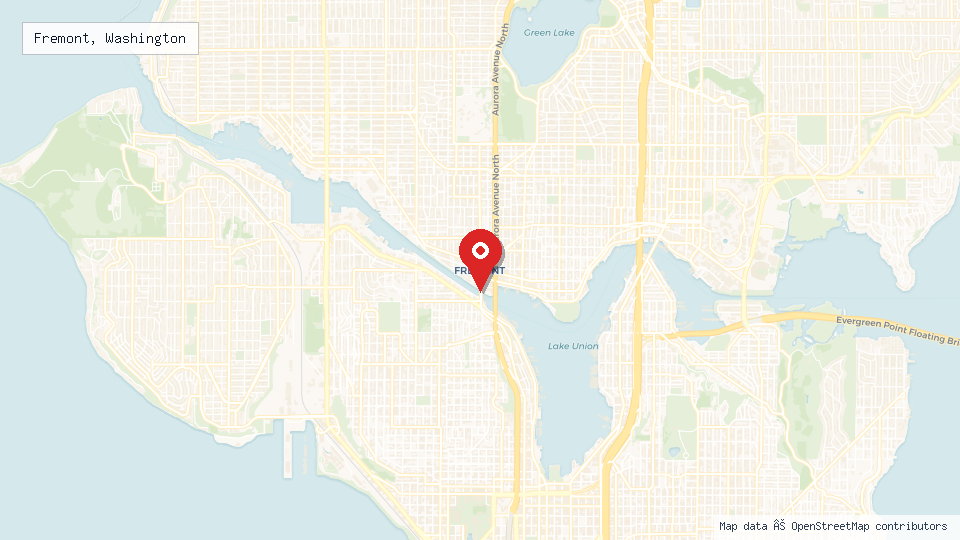 Street map of Fremont, Washington with location pin