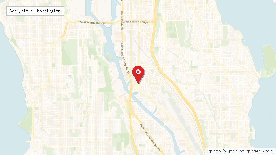 Street map of Georgetown, Washington with location pin